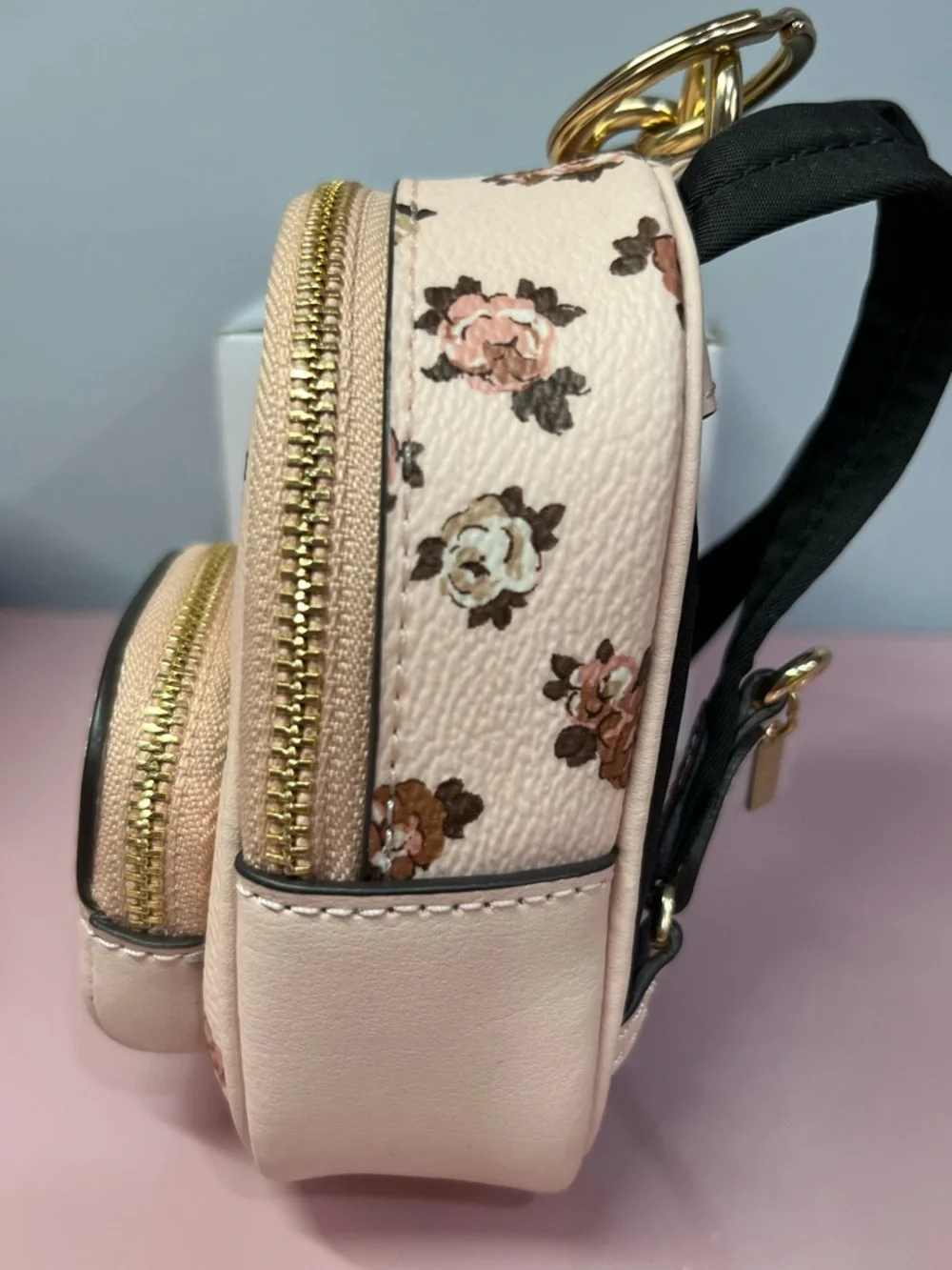 NWT Coach Pink Floral Mini Backpack Keychain Charm🩷 - Picture 3 of 10